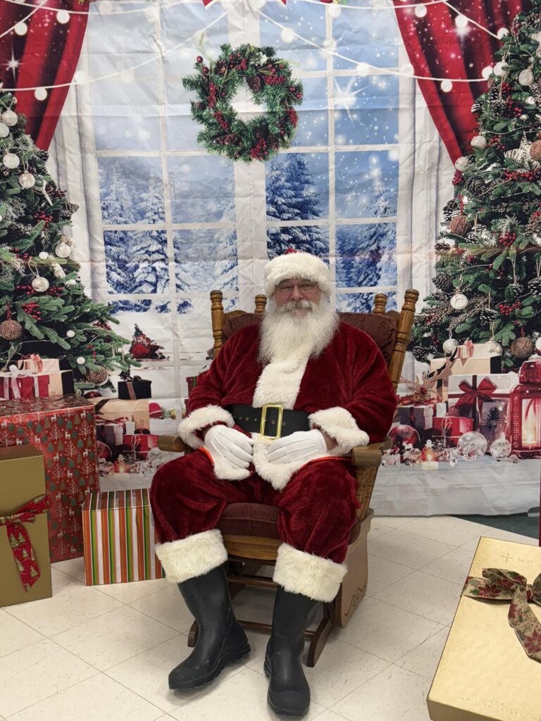 Santa Tom seated and awaiting guests at a Central Missouri Christmas event