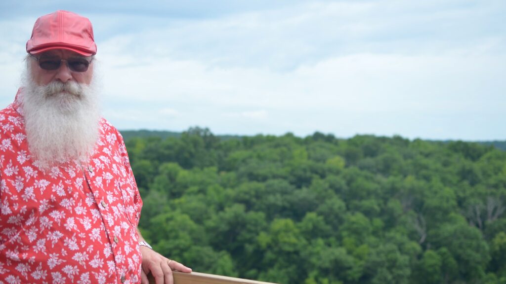 Santa Tom at a scenic Lake of the Ozarks overlook.